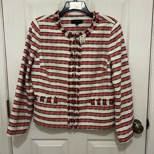 Talbot’s Petite 14 whimsical pink, white, black strip, tweed